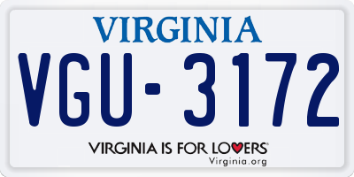 VA license plate VGU3172