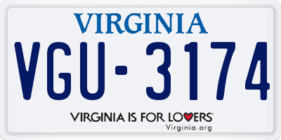 VA license plate VGU3174