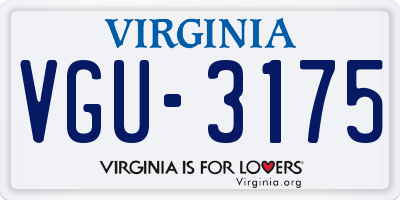 VA license plate VGU3175