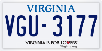 VA license plate VGU3177