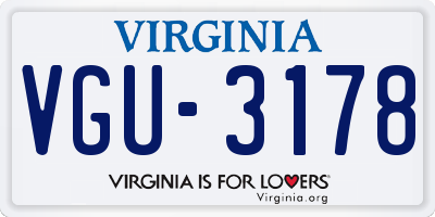 VA license plate VGU3178