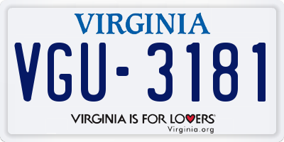 VA license plate VGU3181