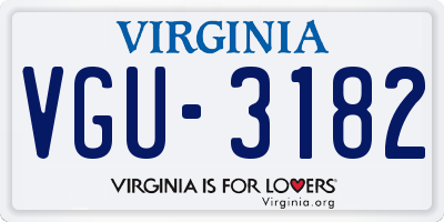 VA license plate VGU3182
