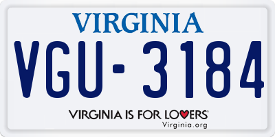 VA license plate VGU3184
