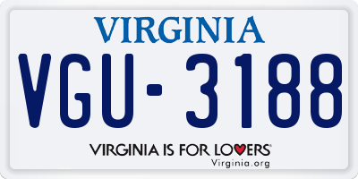 VA license plate VGU3188
