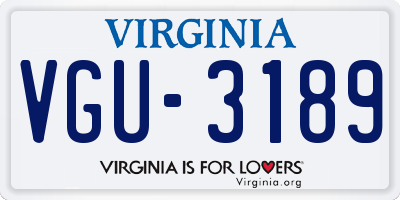 VA license plate VGU3189