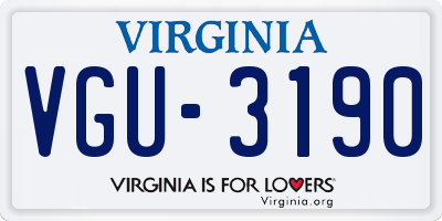VA license plate VGU3190