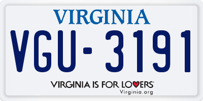 VA license plate VGU3191