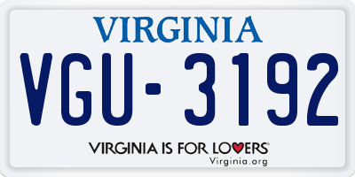 VA license plate VGU3192