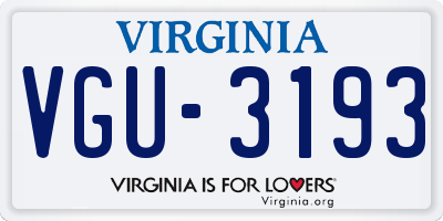 VA license plate VGU3193