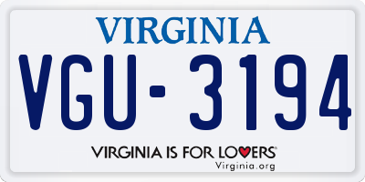 VA license plate VGU3194
