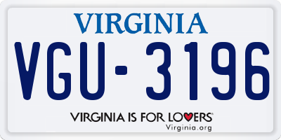 VA license plate VGU3196