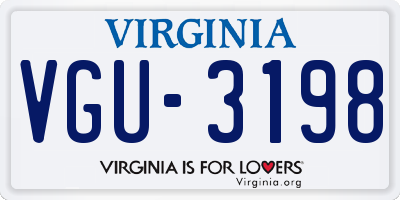 VA license plate VGU3198