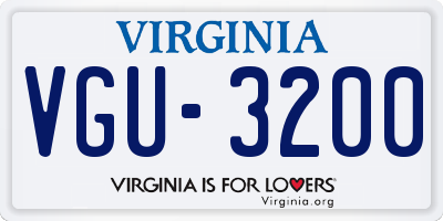 VA license plate VGU3200