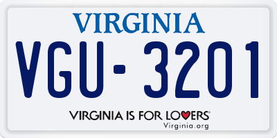 VA license plate VGU3201
