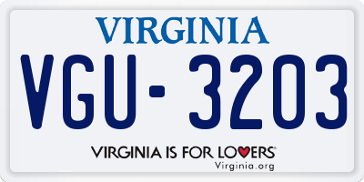 VA license plate VGU3203
