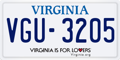 VA license plate VGU3205