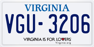 VA license plate VGU3206