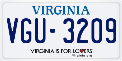 VA license plate VGU3209
