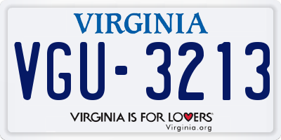 VA license plate VGU3213