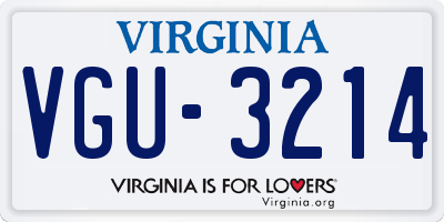VA license plate VGU3214