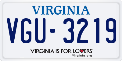 VA license plate VGU3219
