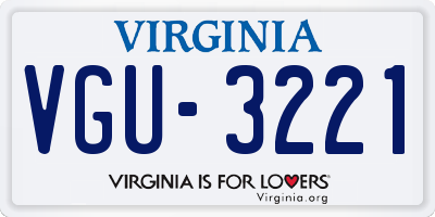 VA license plate VGU3221