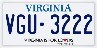 VA license plate VGU3222