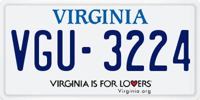 VA license plate VGU3224