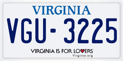 VA license plate VGU3225