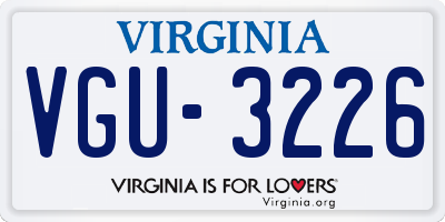 VA license plate VGU3226