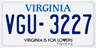 VA license plate VGU3227