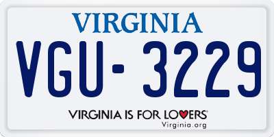 VA license plate VGU3229