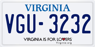 VA license plate VGU3232