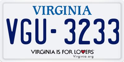 VA license plate VGU3233