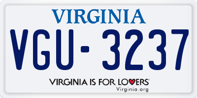 VA license plate VGU3237