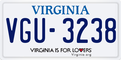 VA license plate VGU3238