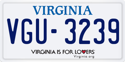 VA license plate VGU3239