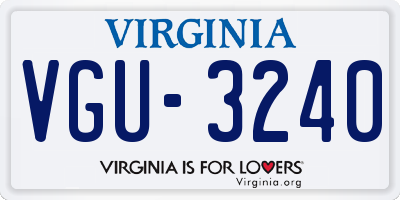 VA license plate VGU3240