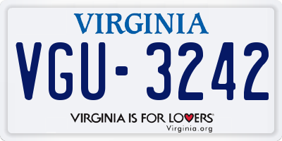 VA license plate VGU3242