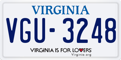 VA license plate VGU3248
