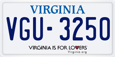 VA license plate VGU3250