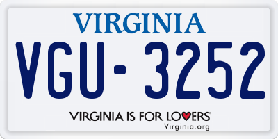 VA license plate VGU3252