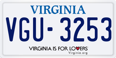 VA license plate VGU3253