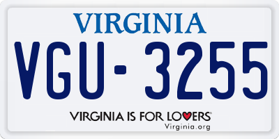 VA license plate VGU3255
