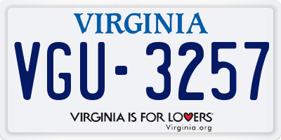 VA license plate VGU3257