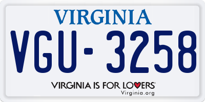 VA license plate VGU3258