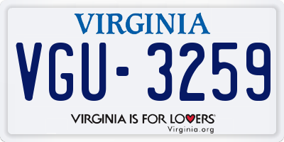 VA license plate VGU3259