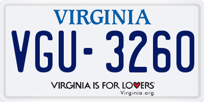 VA license plate VGU3260