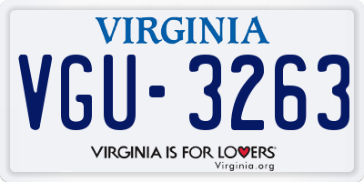 VA license plate VGU3263